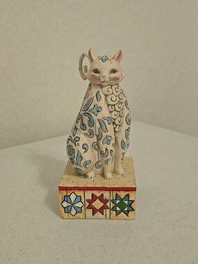 Jim Shore "Evangaline" Blue And White Cat Figurine